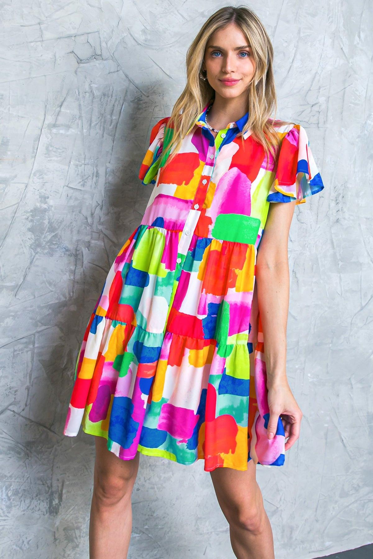 TEMPTING ME PRINT MINI DRESS Flying Tomato