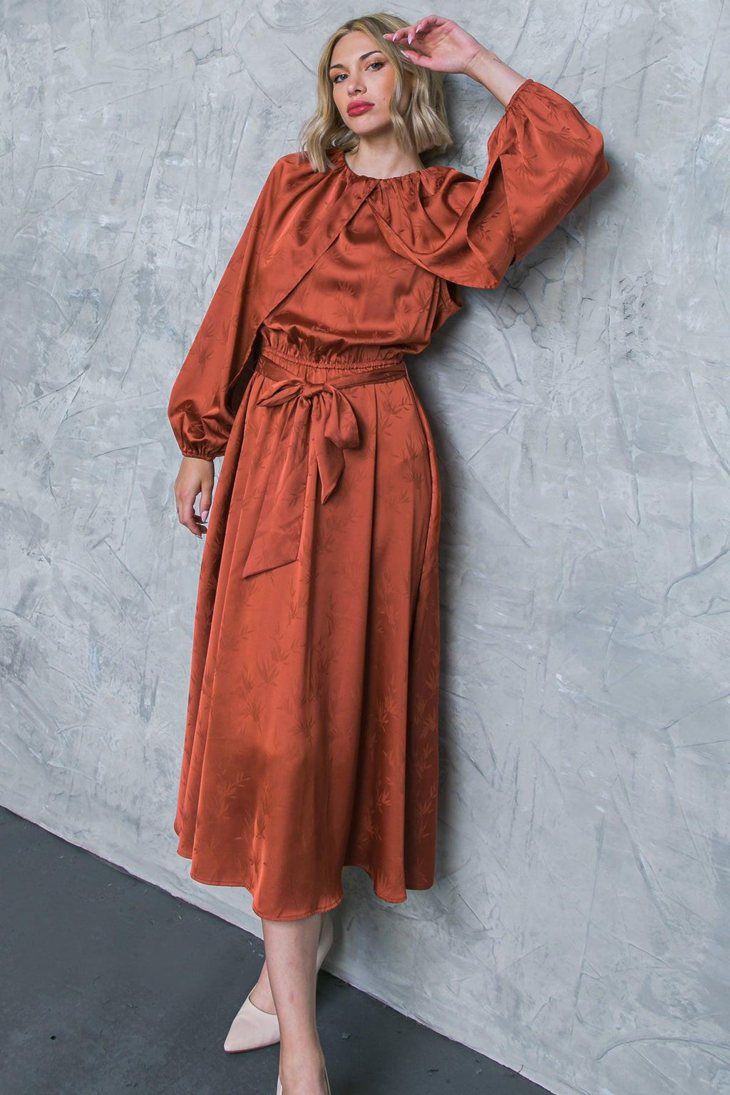 PROGRESS OVER PERFECTION SATIN MIDI DRESS Flying Tomato