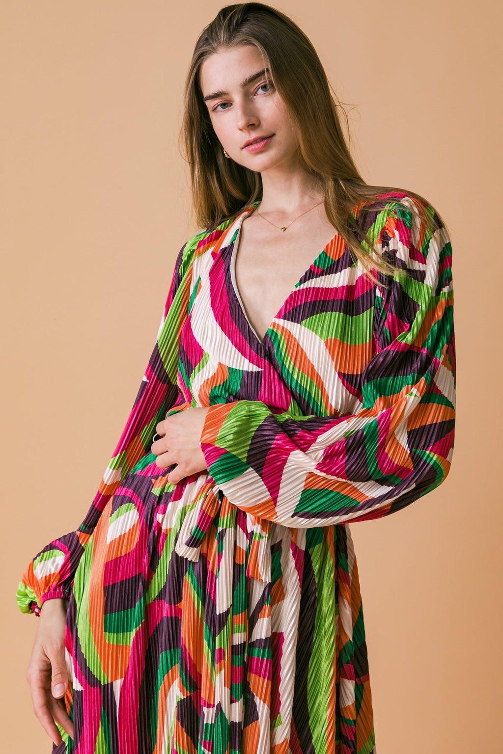 DESTINED TO IMPRESS PLISSE MIDI DRESS Flying Tomato