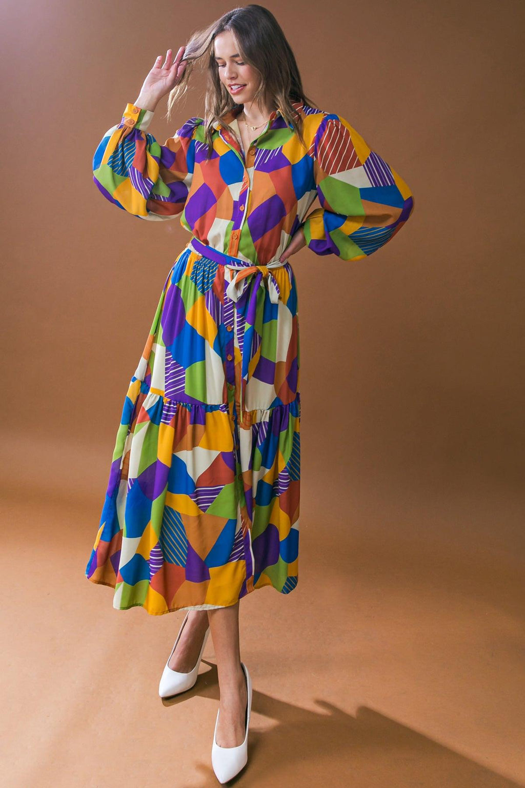 REMARKABLE FLAIR WOVEN MIDI DRESS Flying Tomato
