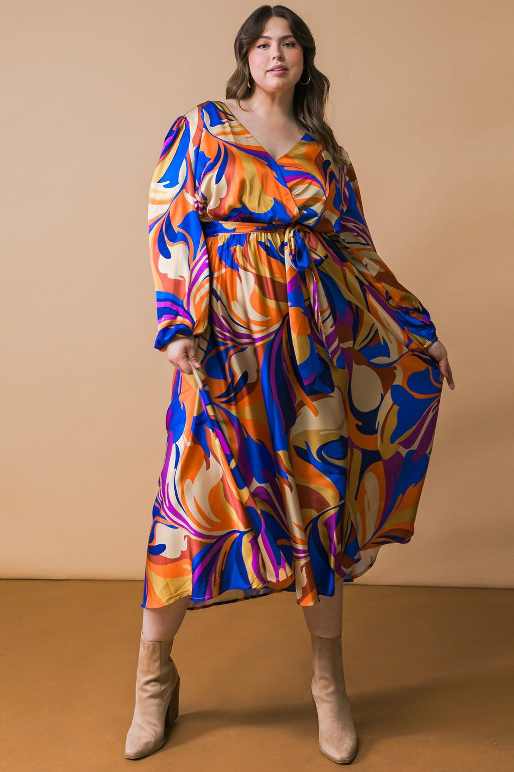 BOLD ADVENTURES WOVEN SATIN MIDI DRESS Flying Tomato