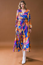 BOLD ADVENTURES WOVEN SATIN MIDI DRESS Flying Tomato