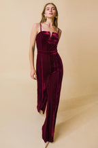 BLOW A KISS VELVET JUMPSUIT Flying Tomato