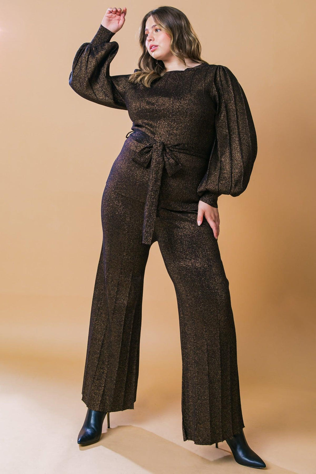 STUNNING STANCE METALLIC SWEATER TUNIN AND PANT SET Flying Tomato