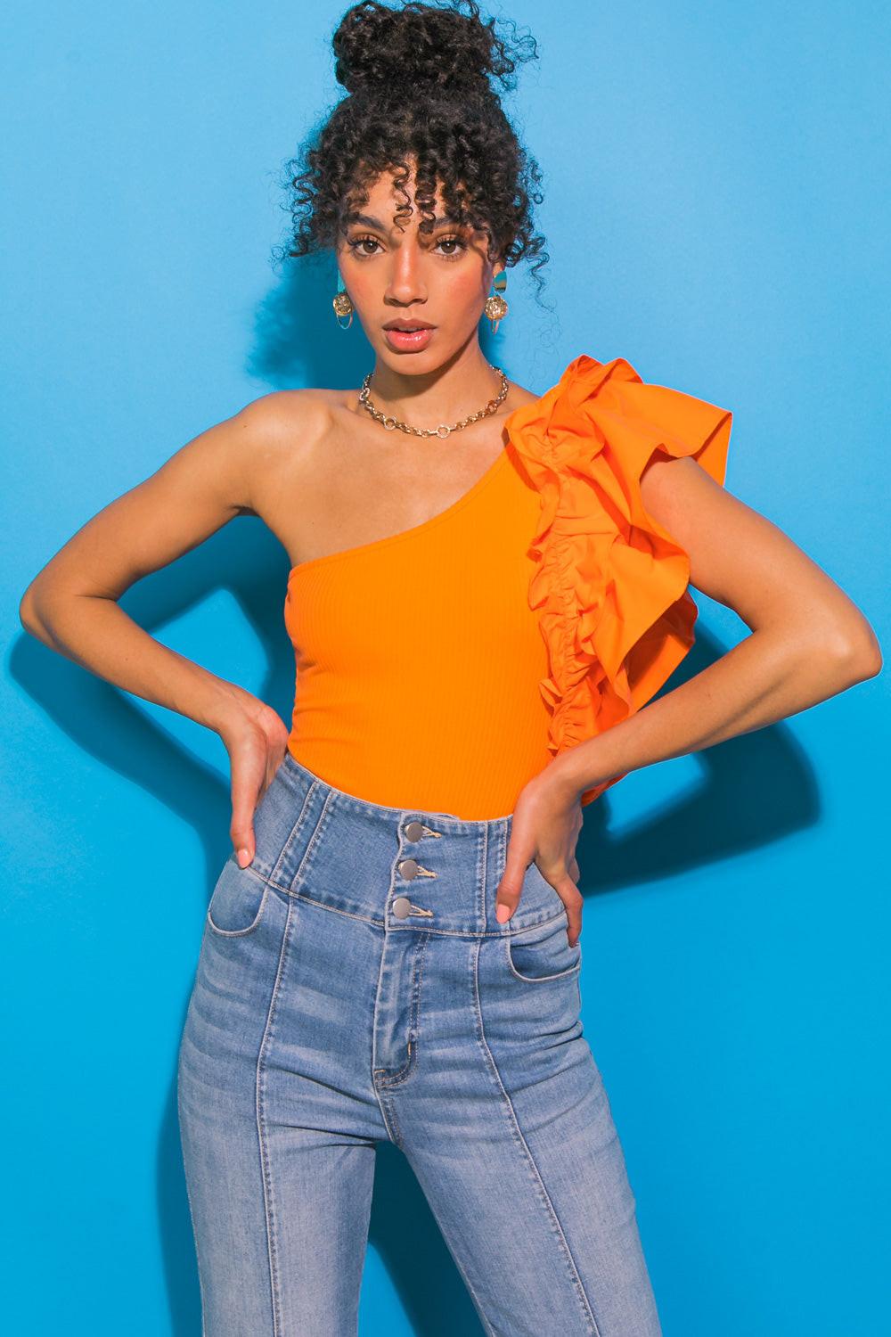 DREAMWORLD OFF THE SHOULDER WOVEN BODYSUIT Flying Tomato
