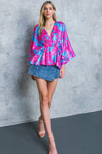 HERE WE GO AGAIN BLUE WOVEN TOP Flying Tomato