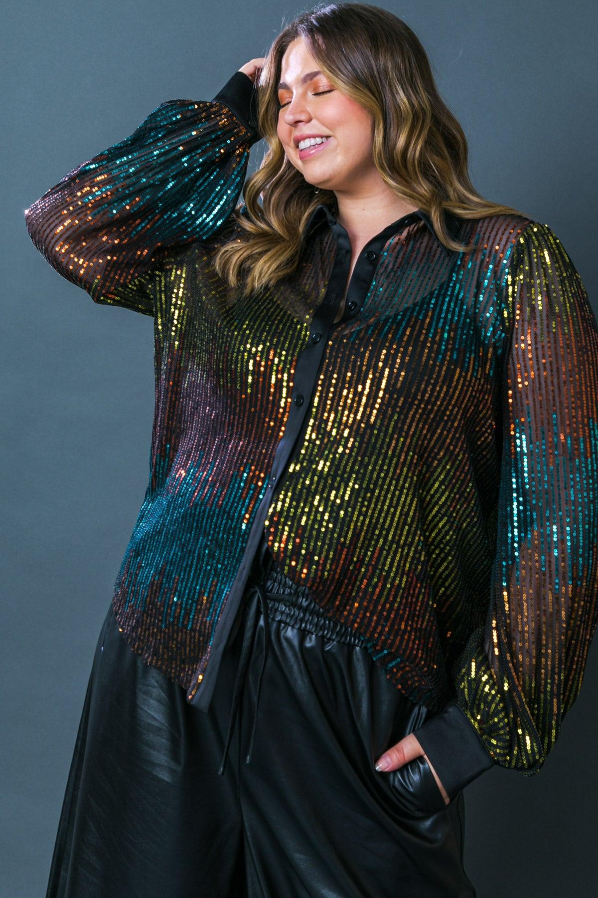 CAUSE A COMMOTION SEQUIN BLOUSE Flying Tomato