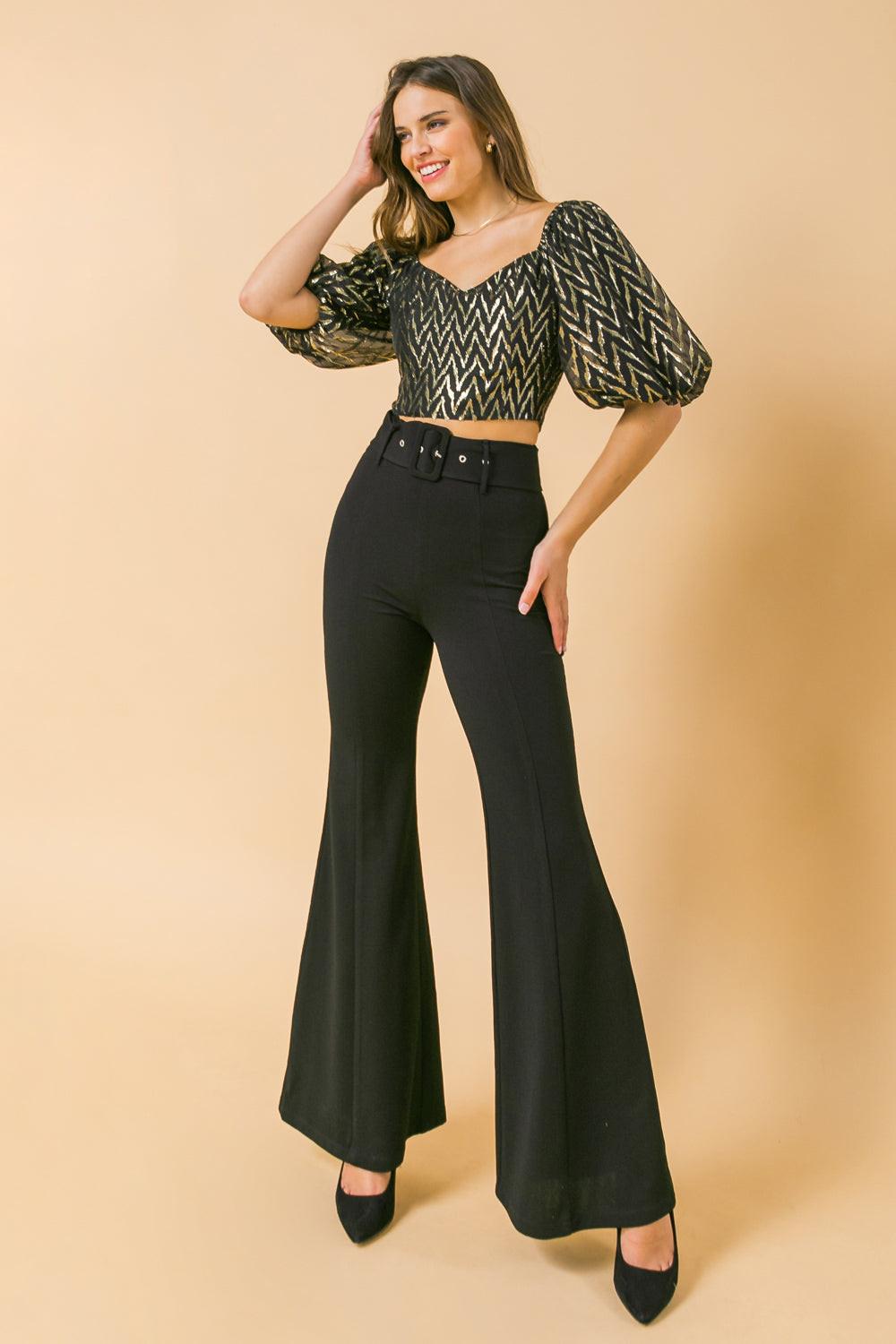 COUNTDOWN THE HOURS WOVEN FLARED PANTS Flying Tomato