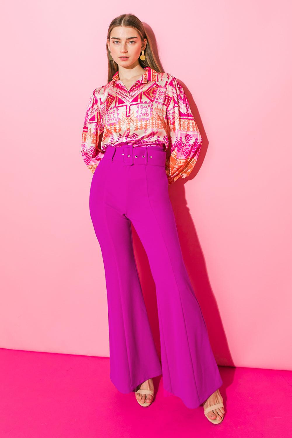 COUNTDOWN THE HOURS WOVEN FLARED PANTS Flying Tomato