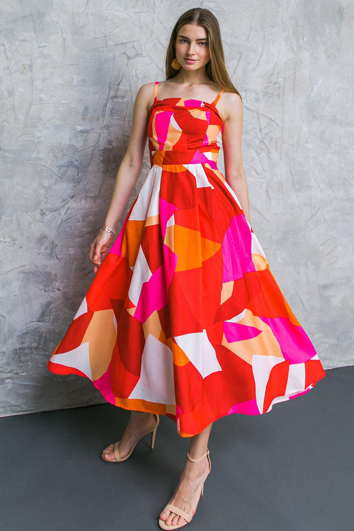 IF YOU DON'T MIND WOVEN MIDI DRESS Flying Tomato