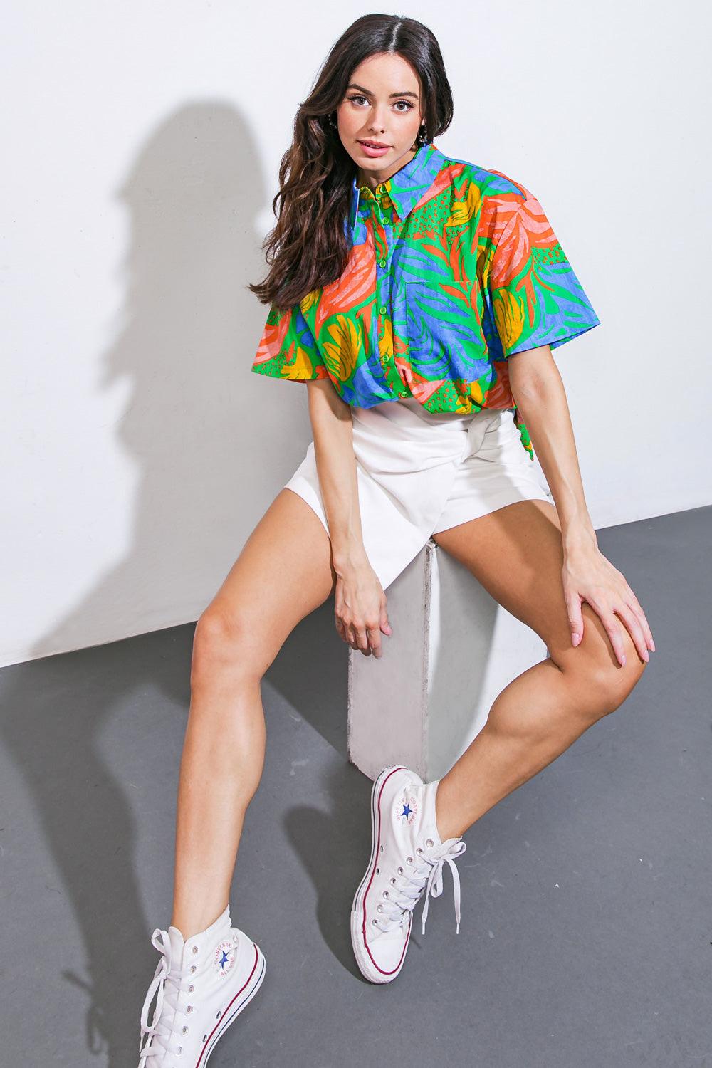 ONE STEP AT A TIME WOVEN TOP Flying Tomato