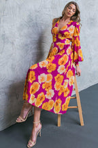 LOOK AT HER FLORAL WOVEN MIDI DRESS Flying Tomato