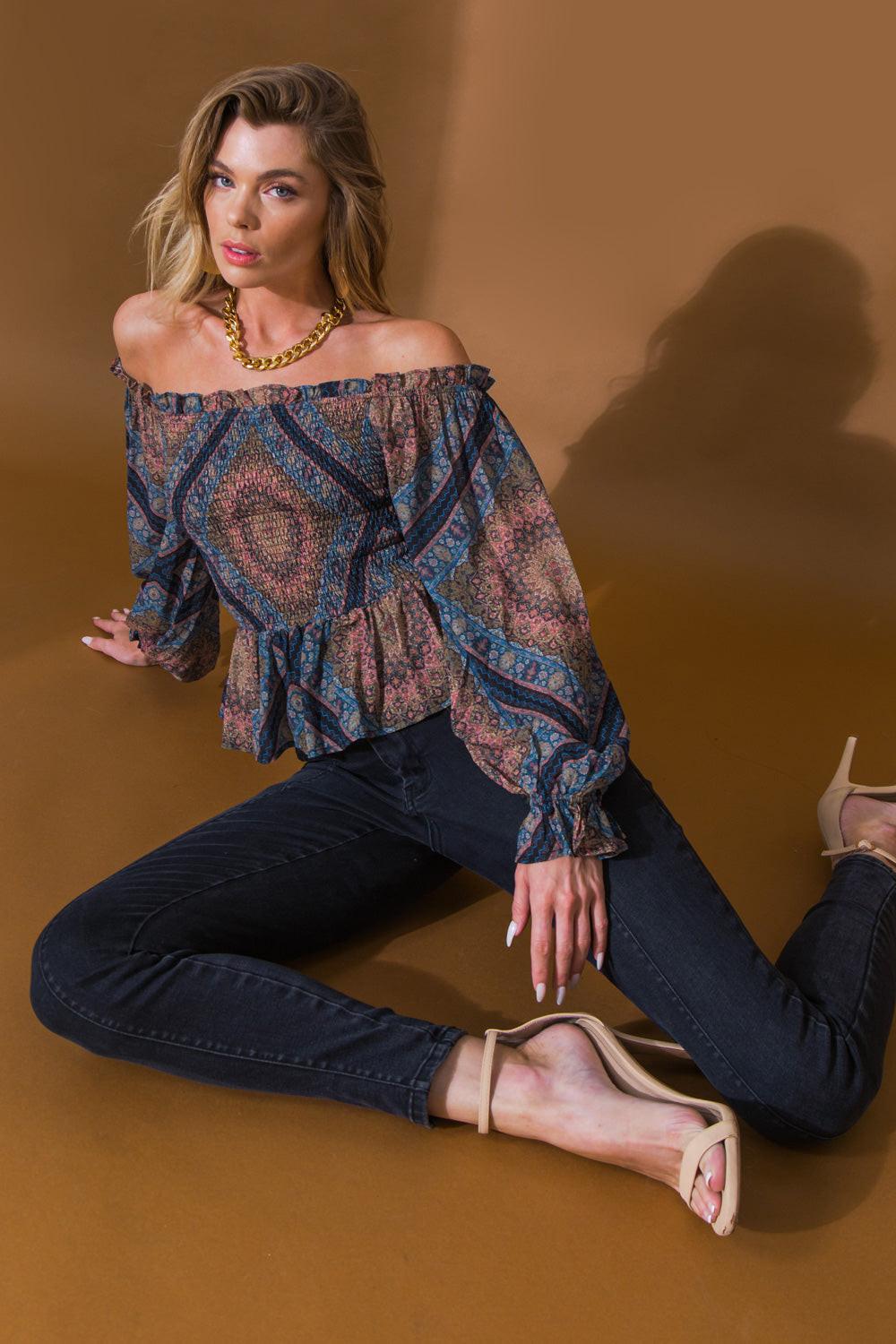 BOHO RAINBOW WOVEN TOP Flying Tomato