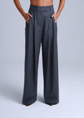 Broadway Sophia Wide-Leg Virgin Wool Pants in Mid Grey