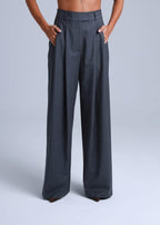 Grey Wide-Leg Virgin Wool Pants Sophia ETNA