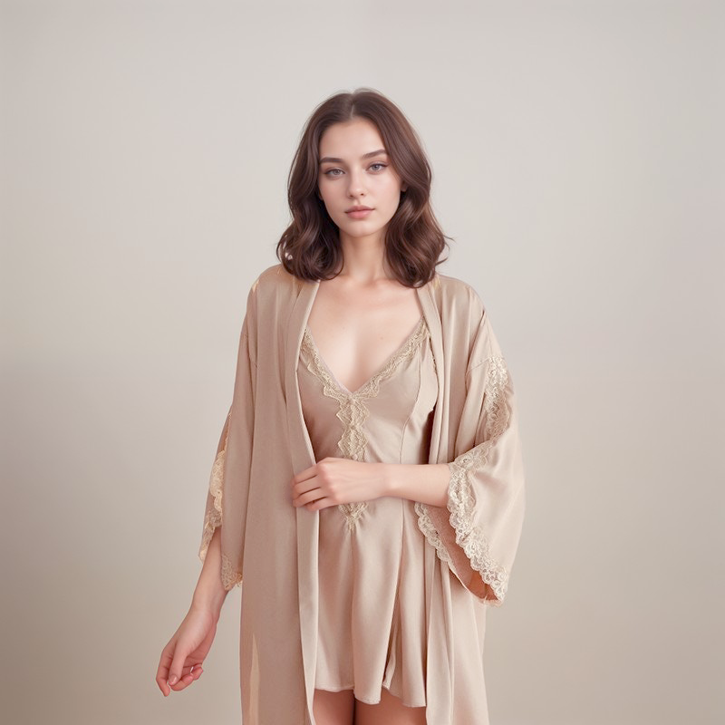 Lace Hem Silky Bridal Lingerie Set - 5 Colors, Sizes S to 5XL SelenaHuanStudio