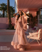 2-Layer Thick Feather Tulle Robe Set – Luxury Photoshoot / Holiday Glam Gown (Multi-Color) SelenaHuanStudio