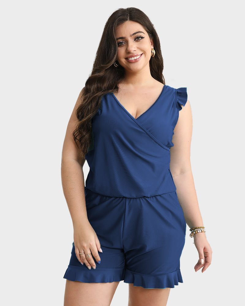 Built-in Bra Swim Romper SheCurve