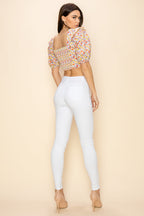 Ditsy floral printed ruched crop top Bella Moda Latina
