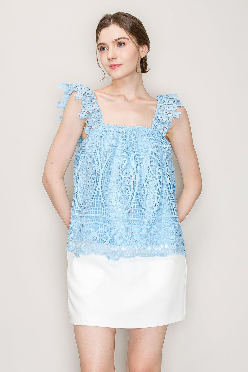 Sleeveless Linen Lace Top Bella Moda Latina
