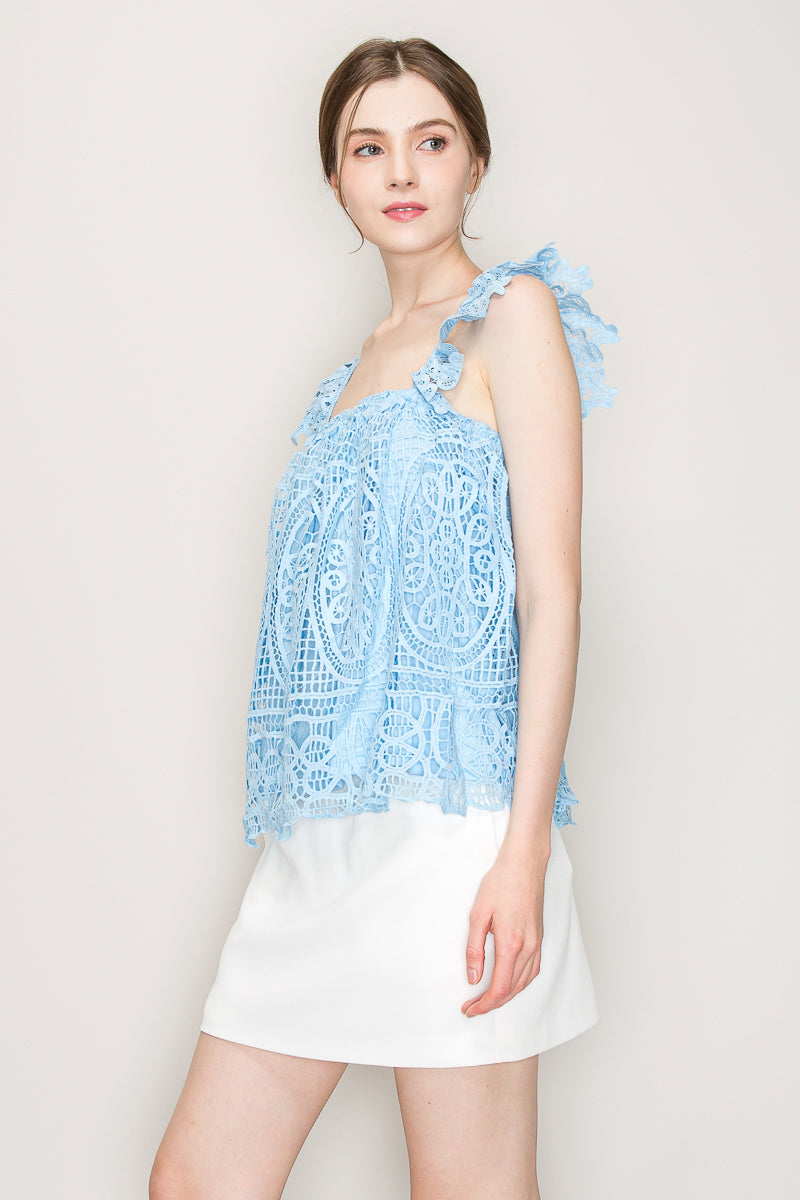 Sleeveless Linen Lace Top Bella Moda Latina