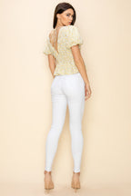 Puff short sleeve floral print top Bella Moda Latina