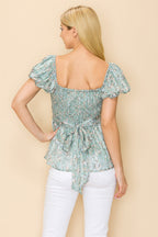 Smocked back ditsy floral print Bella Moda Latina