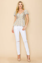 Smocked back ditsy floral print Bella Moda Latina