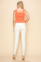 Sleeveless Back Smocking Crop Top Bella Moda Latina