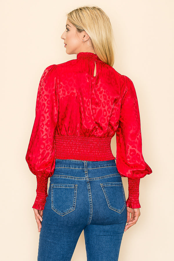 Mock Neck Long Sleeves Animal Print Bella Moda Latina