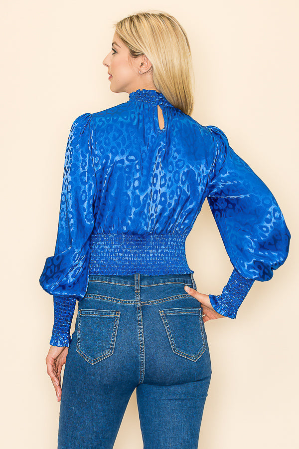 Mock Neck Long Sleeves Animal Print Bella Moda Latina