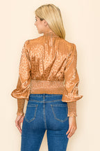 Mock Neck Long Sleeves Animal Print Bella Moda Latina