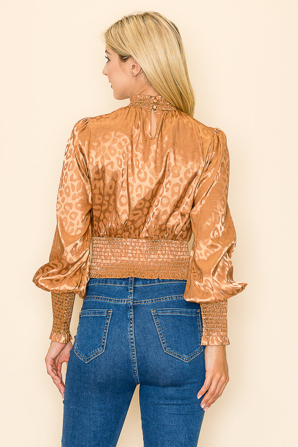 Mock Neck Long Sleeves Animal Print Bella Moda Latina