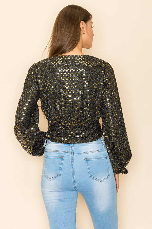 METALLIC RUCHED CROP TOP Bella Moda Latina