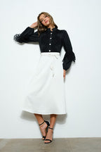 High Neck Long Sleeves Lace Blouse Top Bella Moda Latina