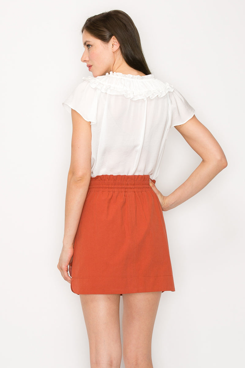 Short sleeves baby doll top with key hole design Bella Moda Latina