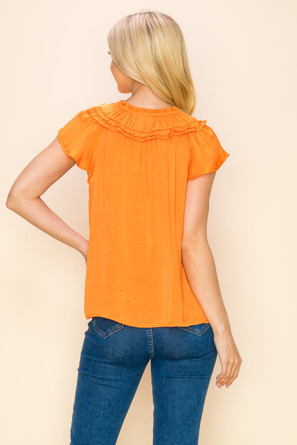 Short sleeves baby doll top with key hole design Bella Moda Latina
