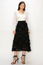 Square Neck Long Sleeve Waist Smocking Stripe Satin Top Bella Moda Latina