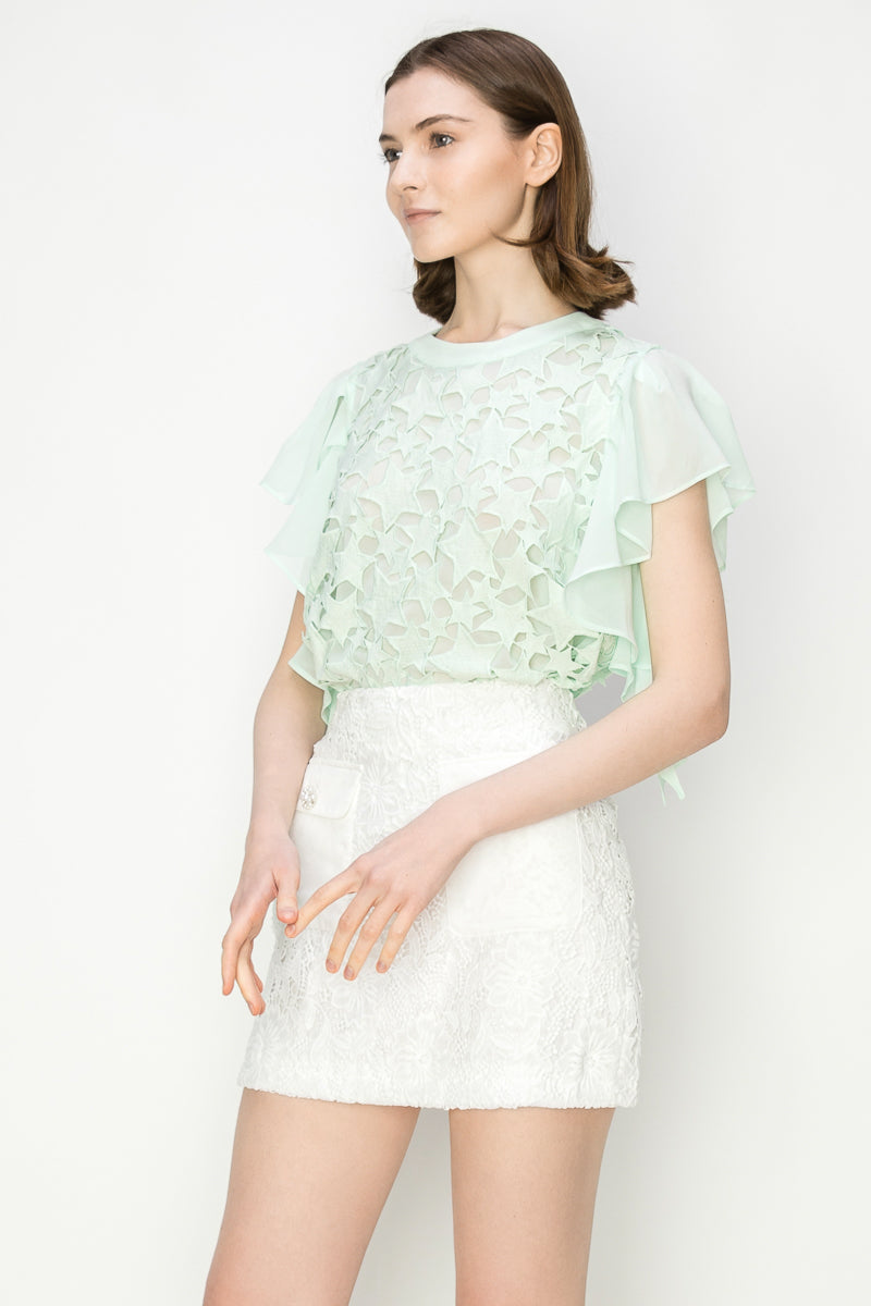 Star Cutwork Butterfly Short Sleeve Top Bella Moda Latina
