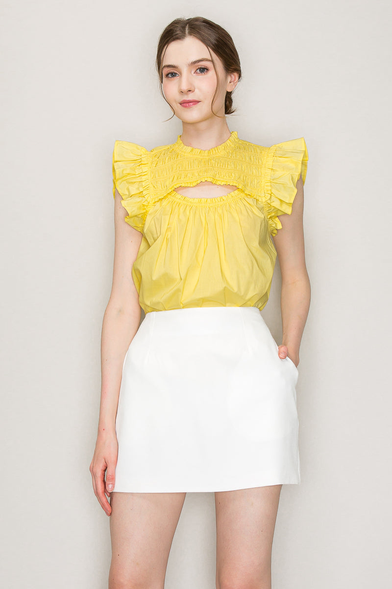 Cut out top with flutter sleeve Bella Moda Latina