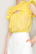 Cut out top with flutter sleeve Bella Moda Latina