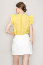 Cut out top with flutter sleeve Bella Moda Latina
