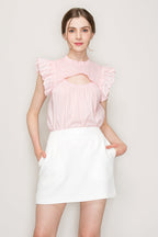 Cut out top with flutter sleeve Bella Moda Latina