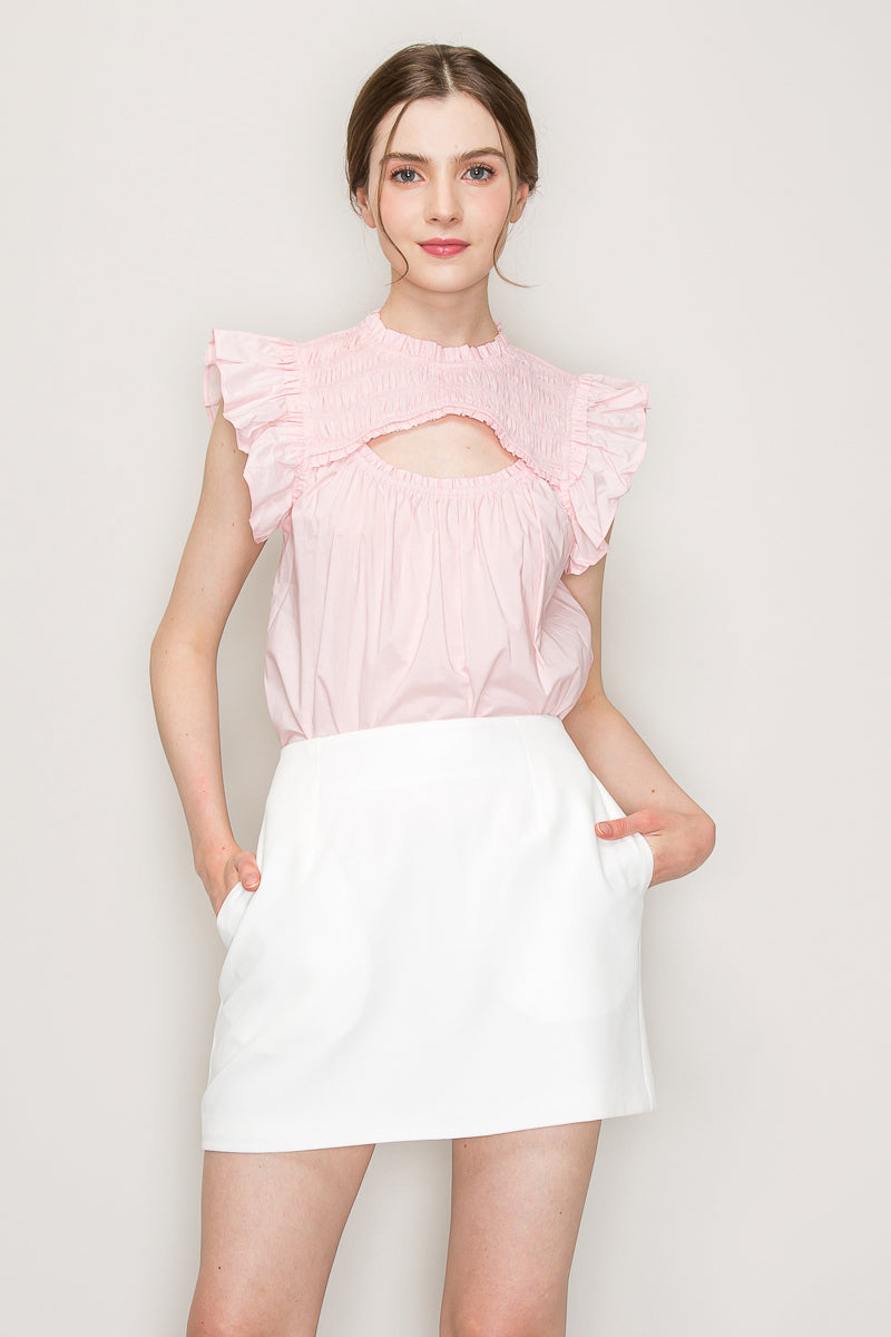Cut out top with flutter sleeve Bella Moda Latina