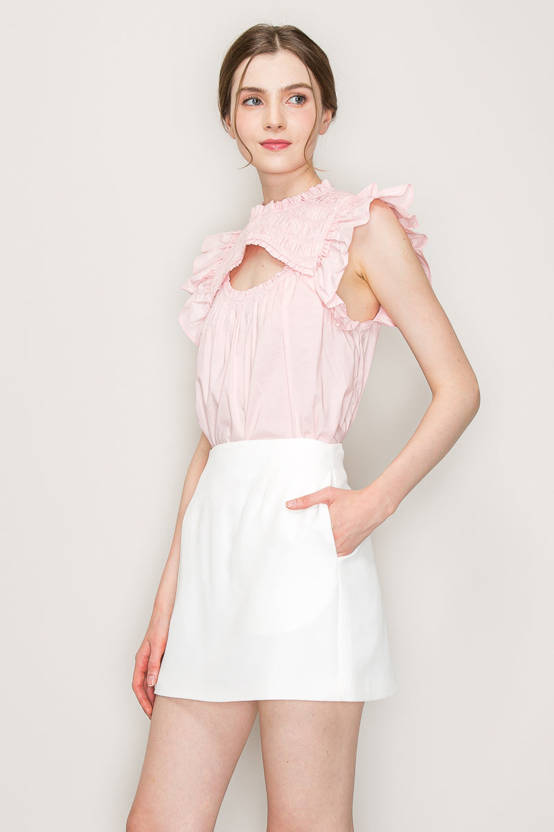 Cut out top with flutter sleeve Bella Moda Latina