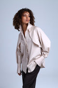 Diva Business Style Beige Organic Cotton Shirt