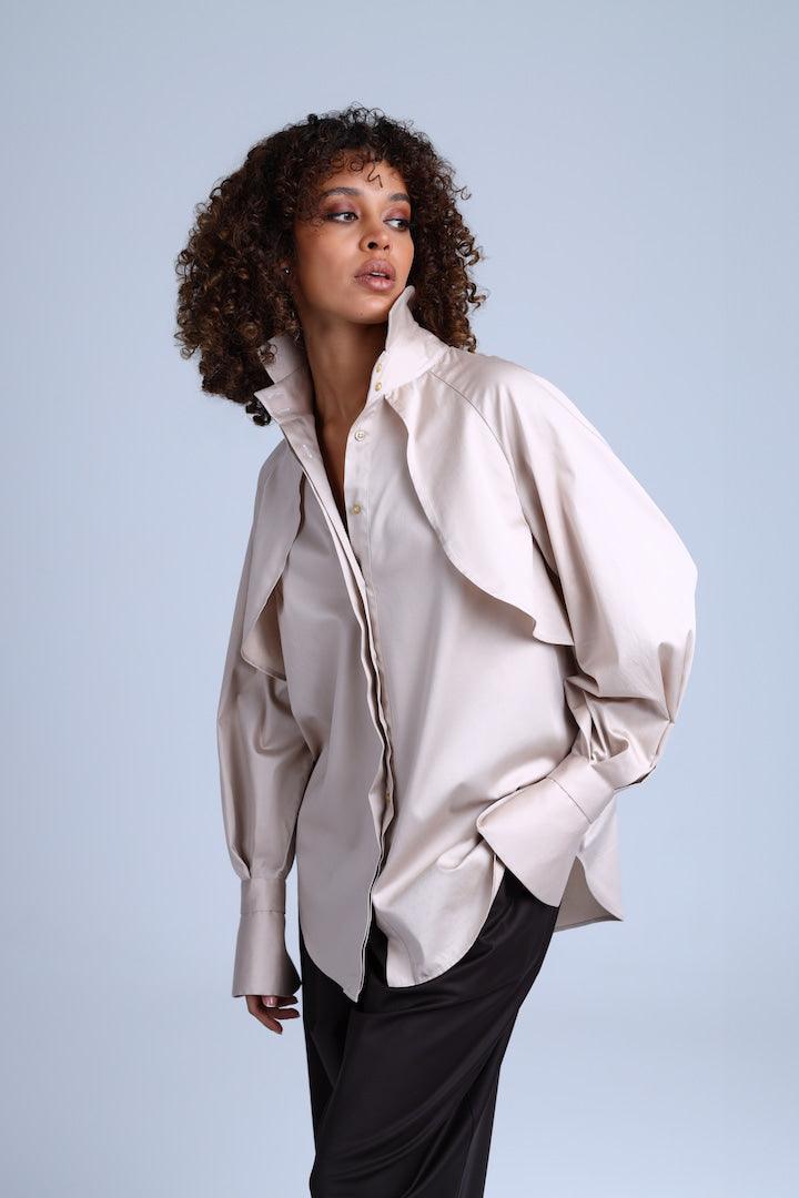 Diva Business Style Beige Organic Cotton Shirt ETNA