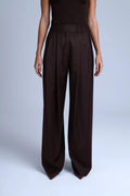 Broadway Monica Wide-Leg Virgin Wool Pants in Dark Coffee