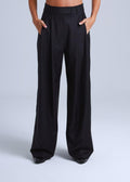Broadway Liza Wide-Leg Virgin Wool Pants in Deep Black