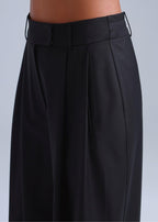 Deep Black Wide-Leg Virgin Wool Pants Liza ETNA